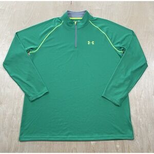 Under Armour Men's Athletic HeatGear 1/4 Zip Pullover Green Size L